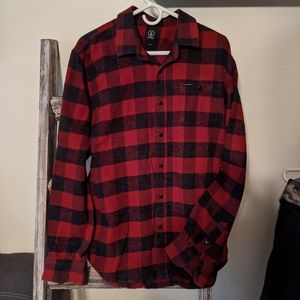 Volcom Cotton Flannel Buffalo Plaid Button Down